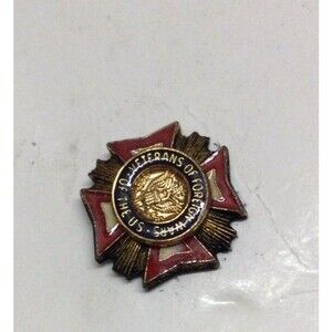 GOLDTONE "VETERANS OF FOREIGN WARS OF THE US"  BLUE/ RED ENAMEL VINTAGE PIN 0638